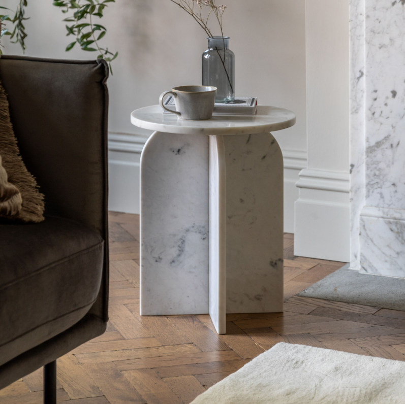 Antalya Marble Side Table - White