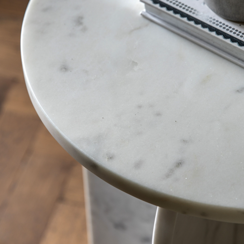 Antalya Marble Side Table - White