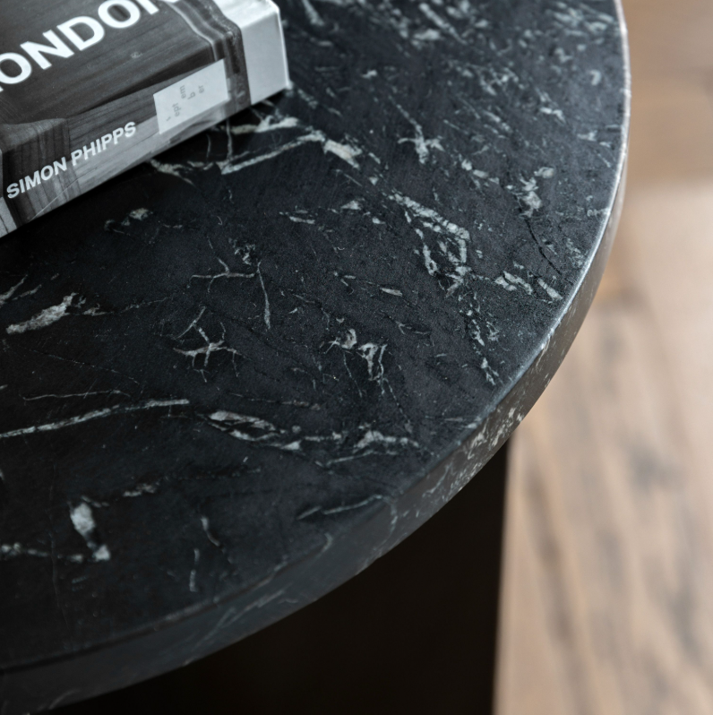 Antalya Marble Side Table - Black