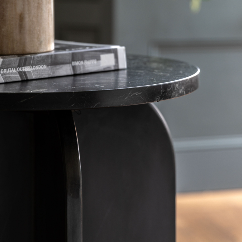 Antalya Marble Side Table - Black