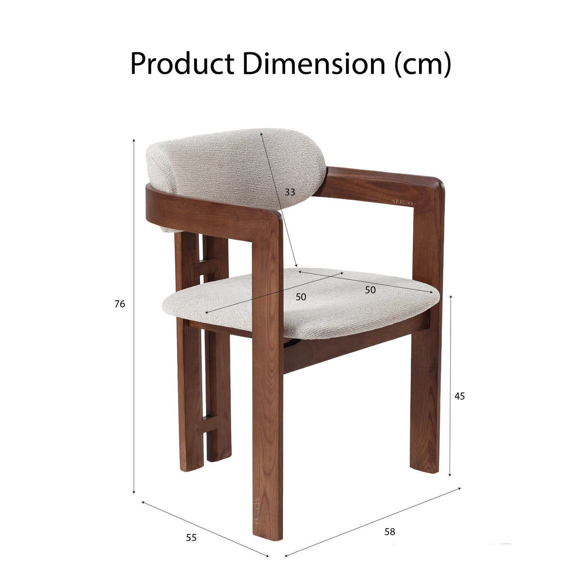 Mervulo 220cm Walnut & Beige Marble Dining Set – Sculptural Base Table with 6 Carmine Oatmeal Boucle Chairs