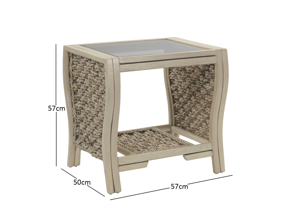 Milan Natural Lamp Table | Woven Cane & Glass