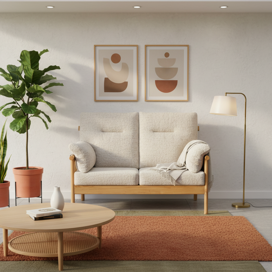 Mindi Light Oak Cane 2 Seater Sofa