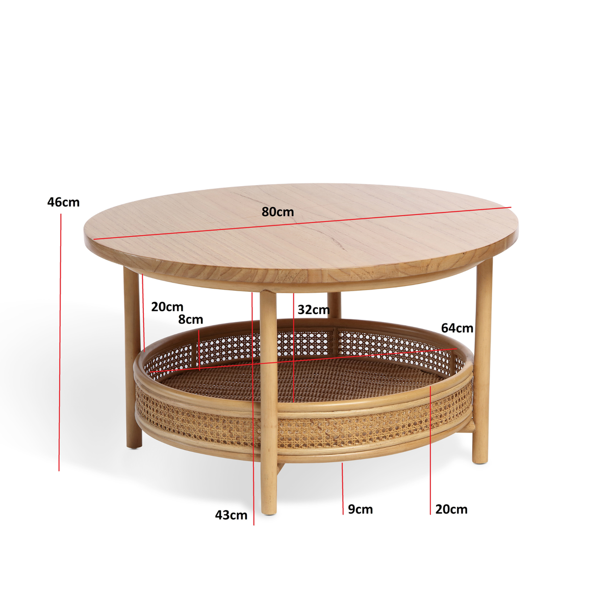 Mindi Light Oak Cane Coffee Table