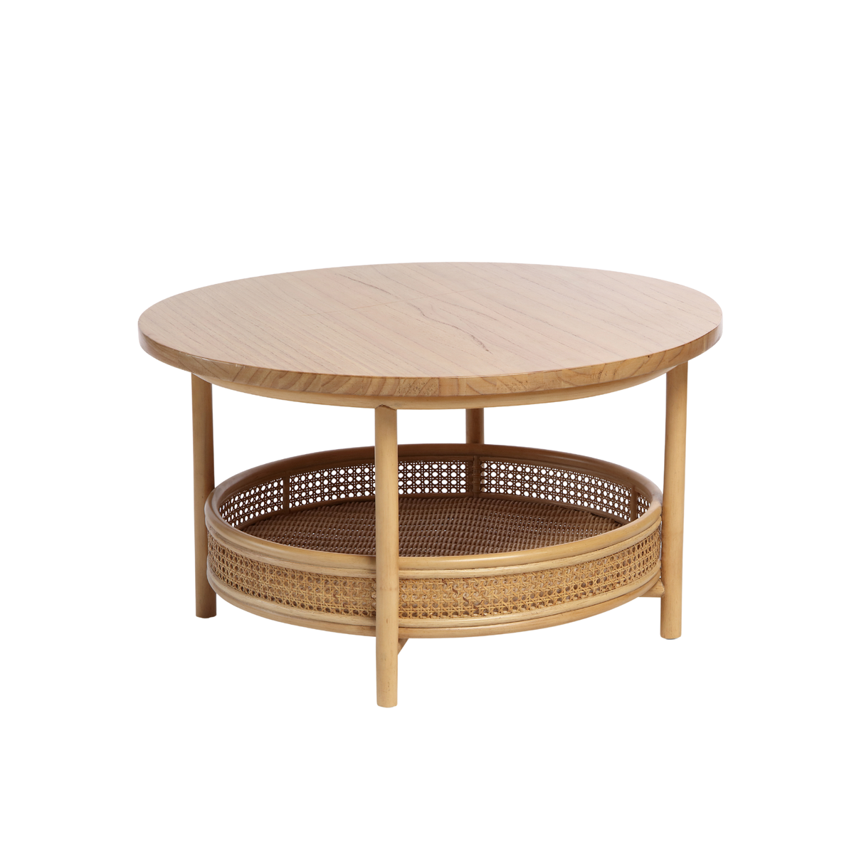 Mindi Light Oak Cane Coffee Table