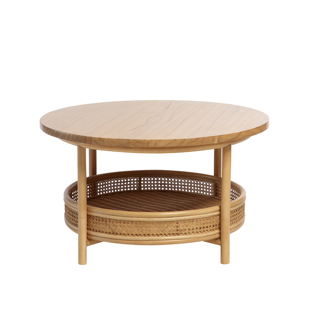 Mindi Light Oak Cane Coffee Table