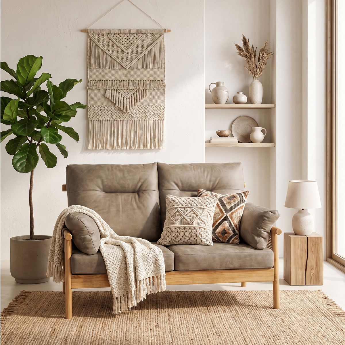 Mindi Light Oak Cane 2 Seater Sofa
