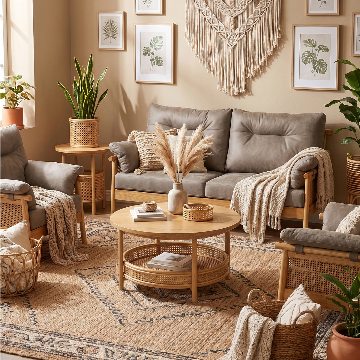 Mindi Light Oak 3-Seater 3pc Suite