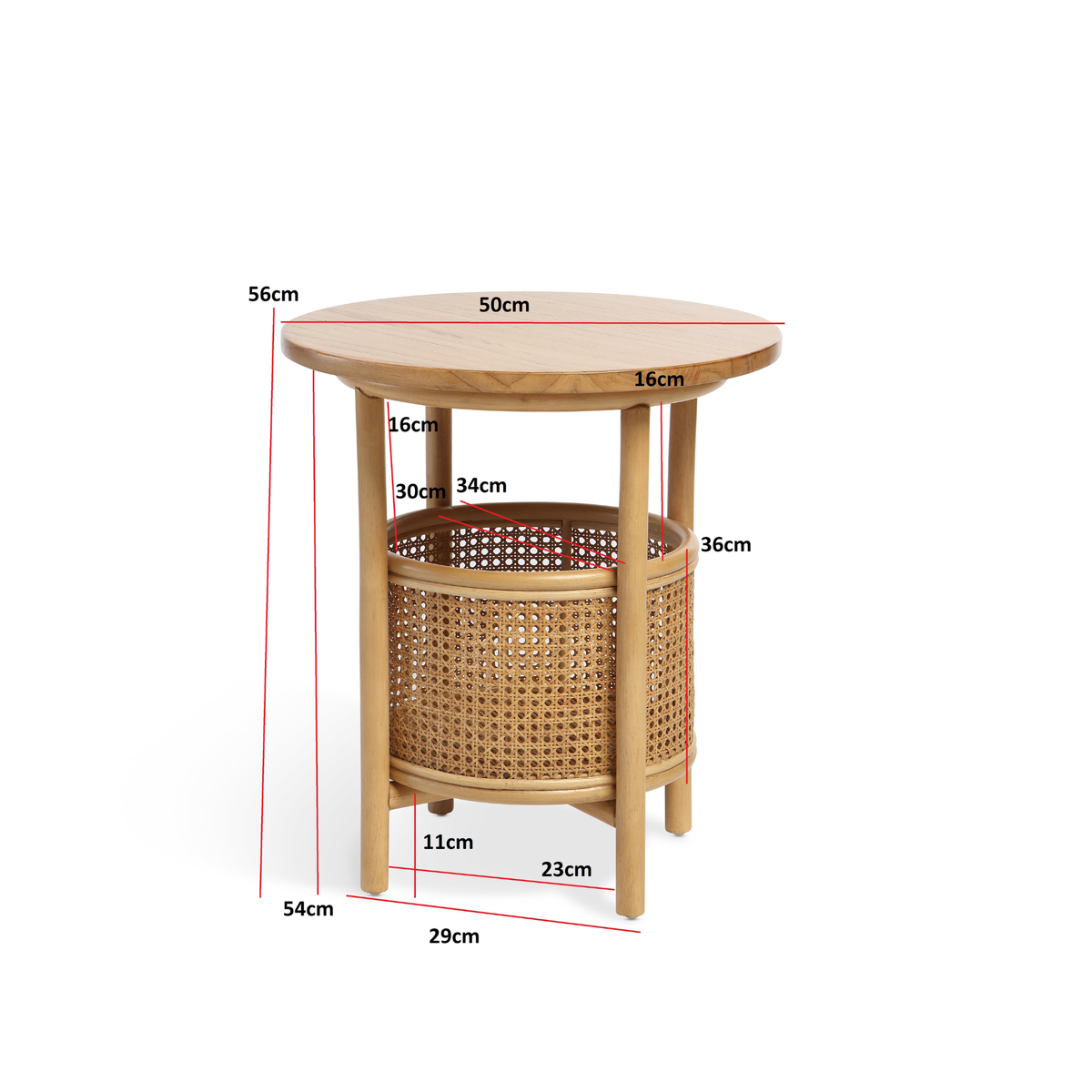 Mindi Light Oak Cane Lamp Table