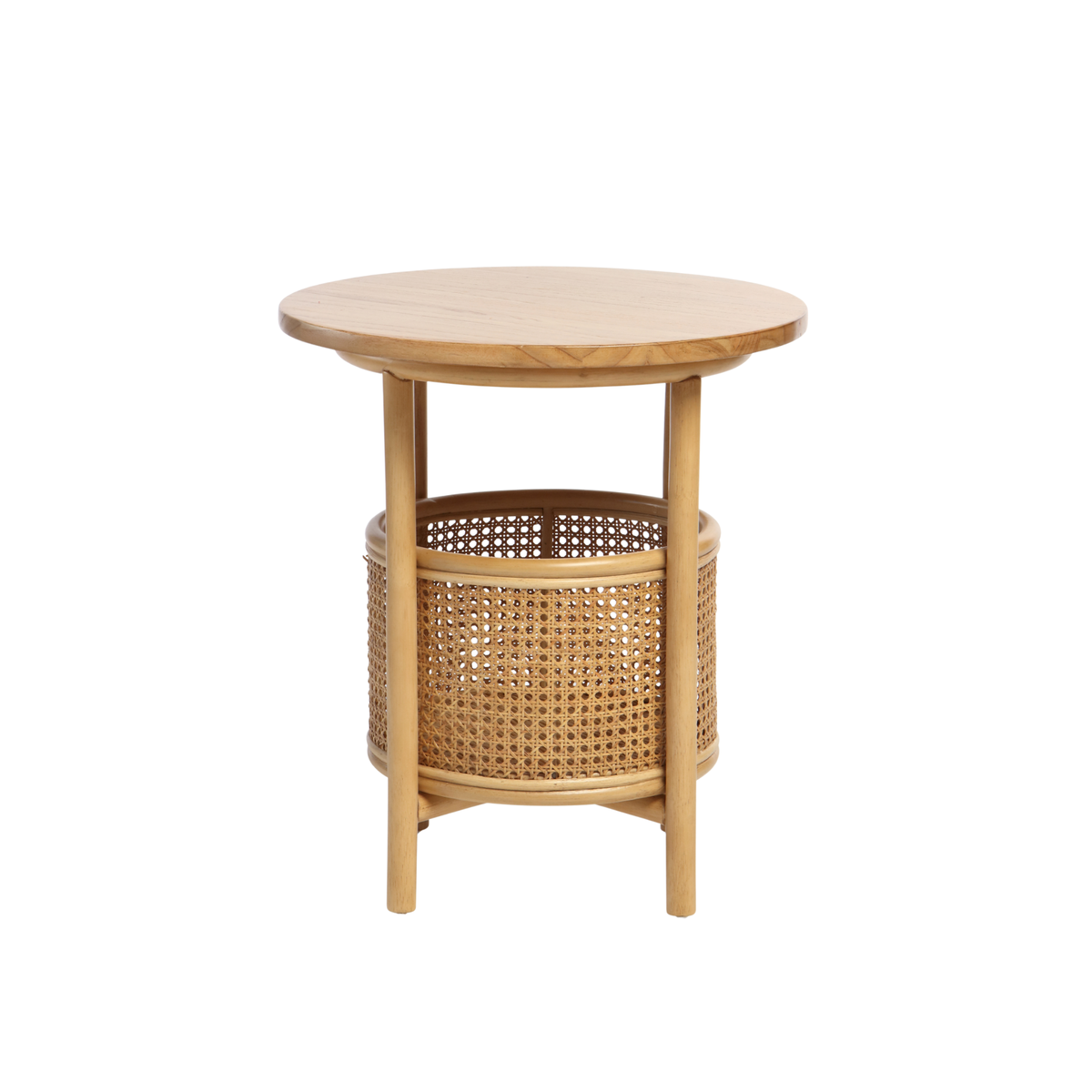 Mindi Light Oak Cane Lamp Table