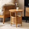Mindi Light Oak Cane Lamp Table