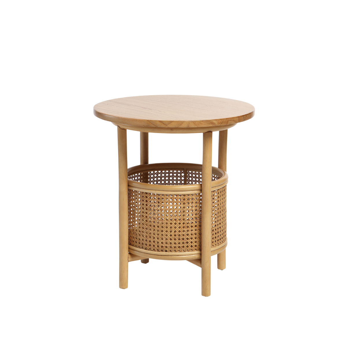 Mindi Light Oak Cane Lamp Table
