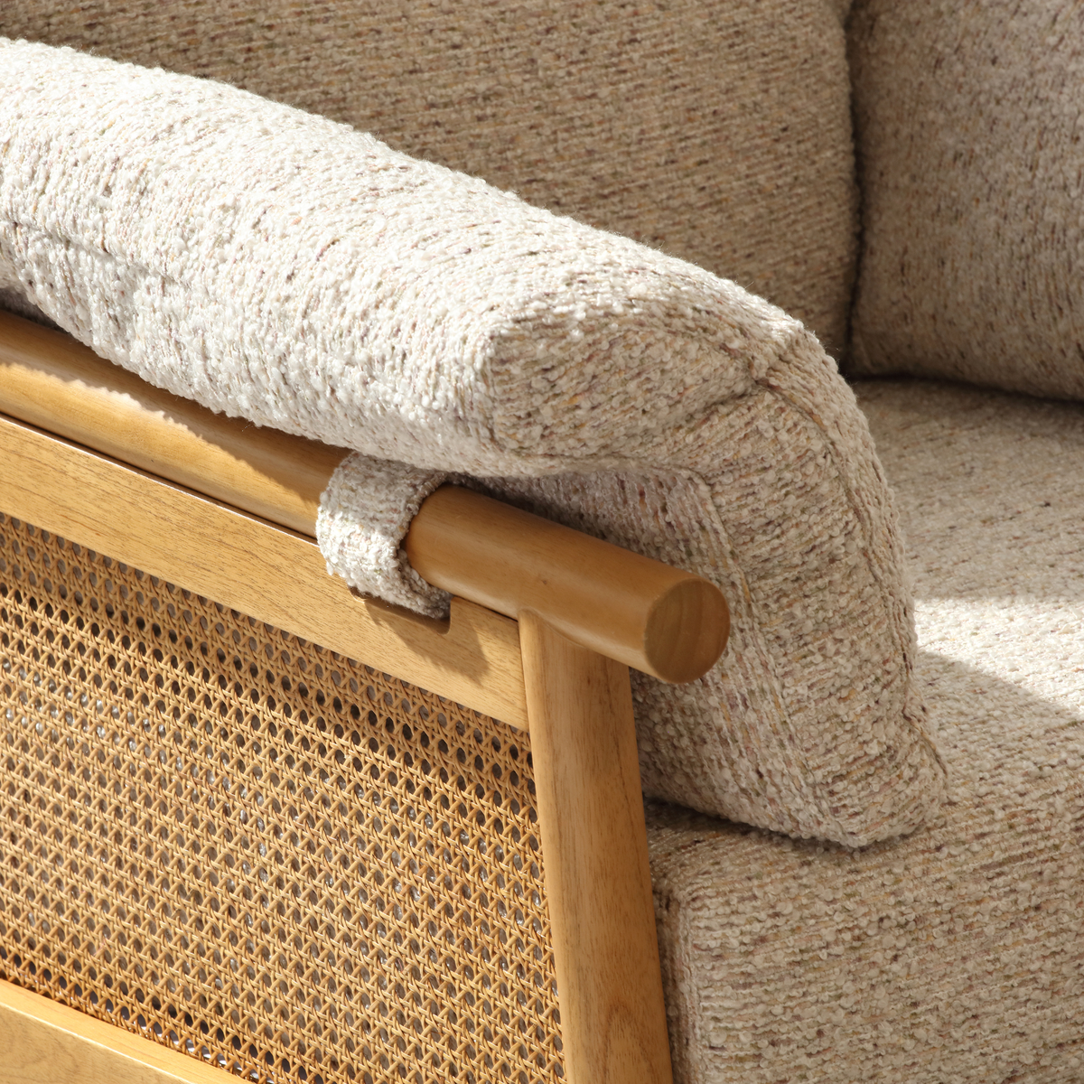 Mindi Light Oak Cane Armchair