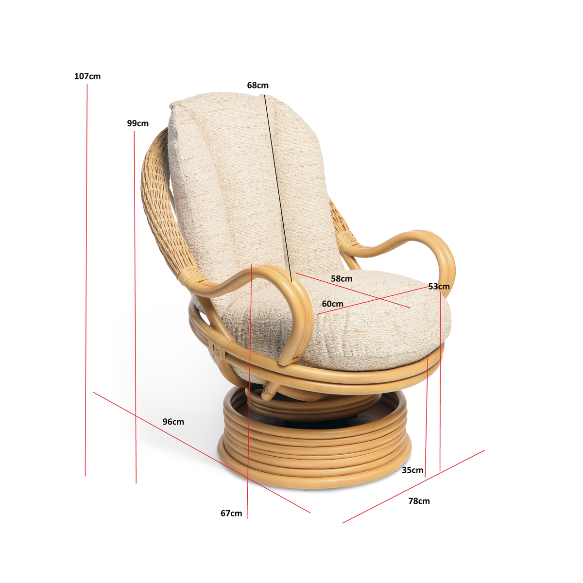 Mindi Light Oak Deluxe Swivel Rocker Chair
