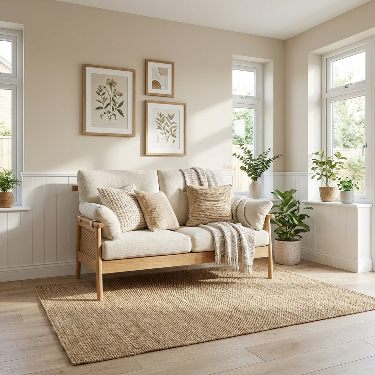 Mindi Light Oak Cane 2 Seater Sofa