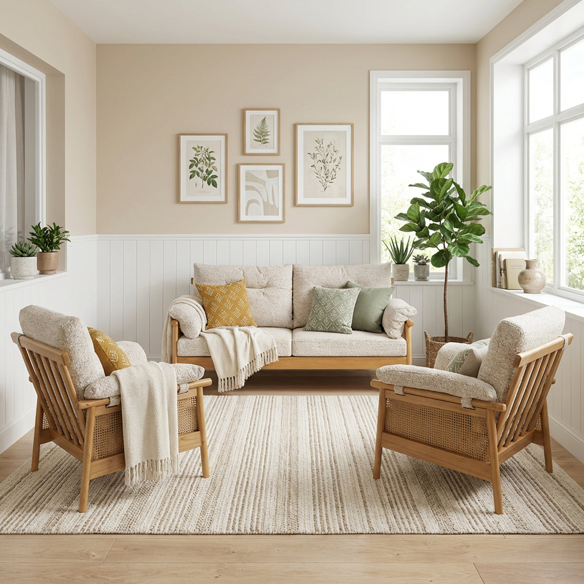 Mindi Light Oak 3-Seater 3pc Suite