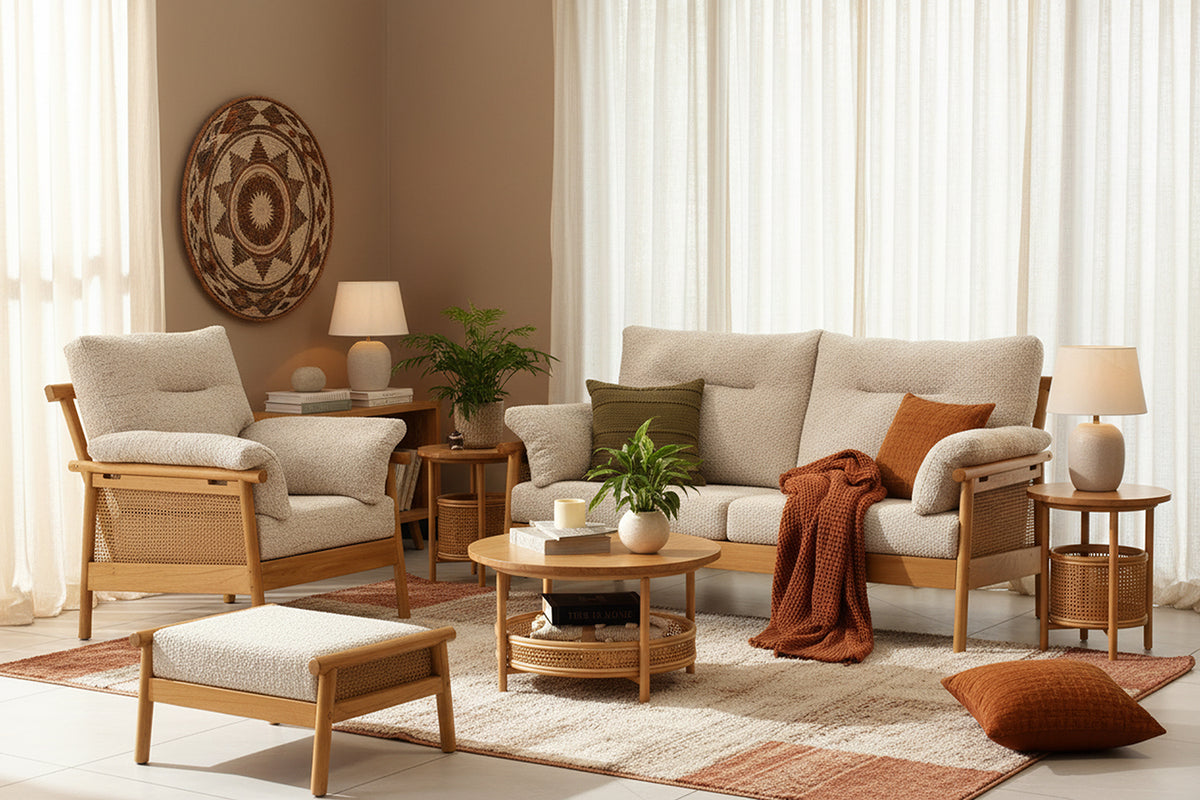 Mindi Light Oak 3-Seater 3pc Suite