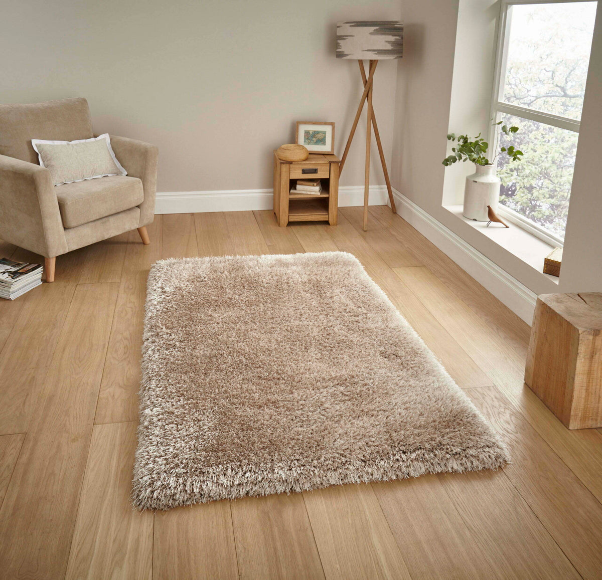 montana shaggy rug in beige 4 sizes available