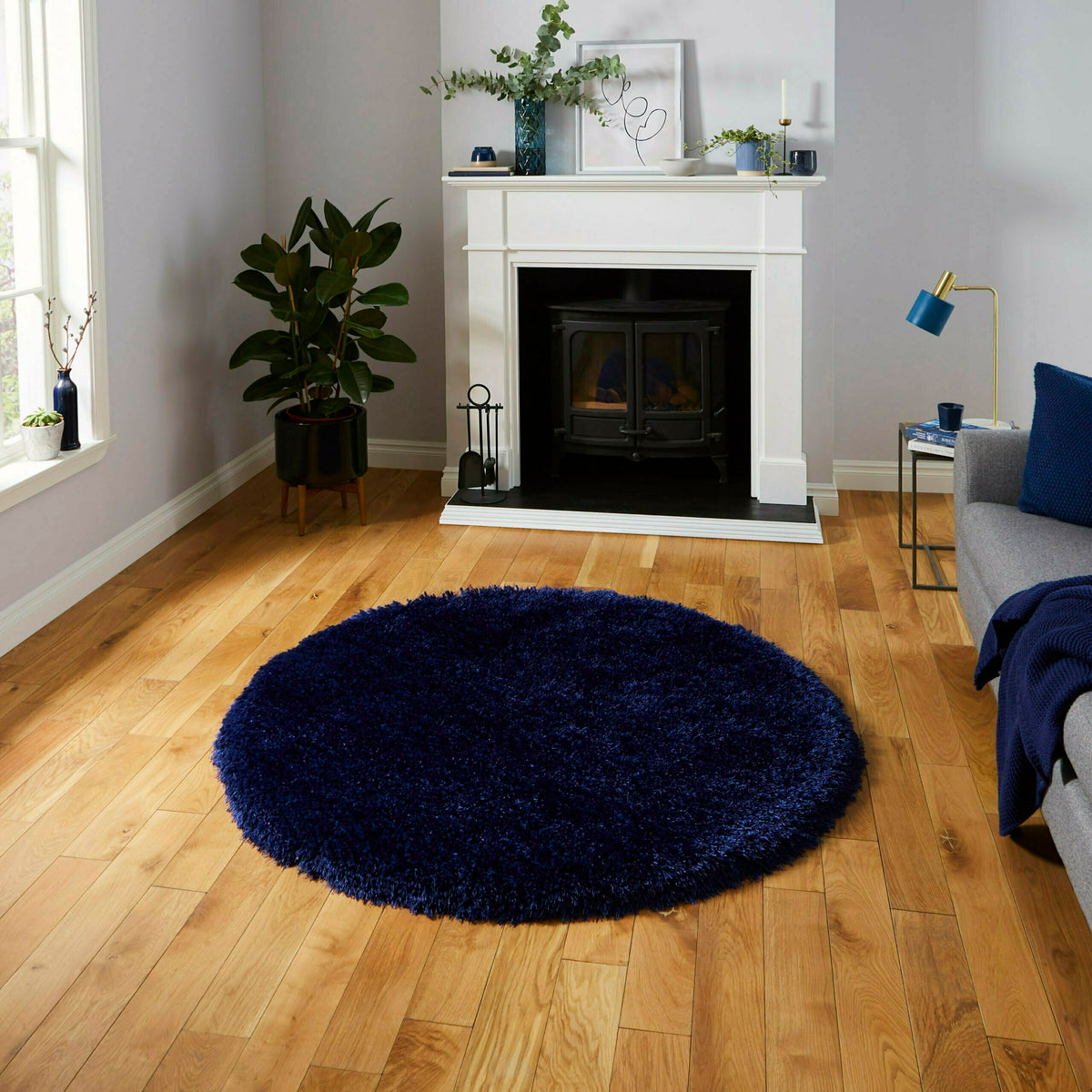 montana shaggy rug in dark navy blue 4 sizes available