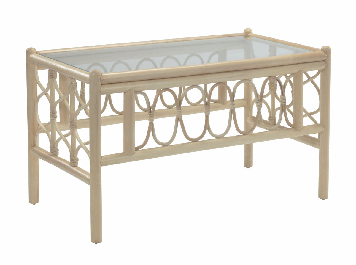 Morley Natural Wash Coffee Table with Cane & Glass