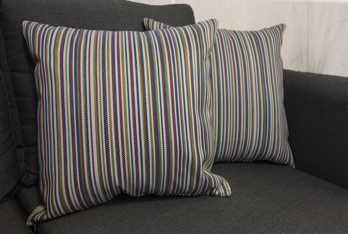 Multi-Colour Stripe Outdoor Waterproof Scatter Cushion Reversible 17"