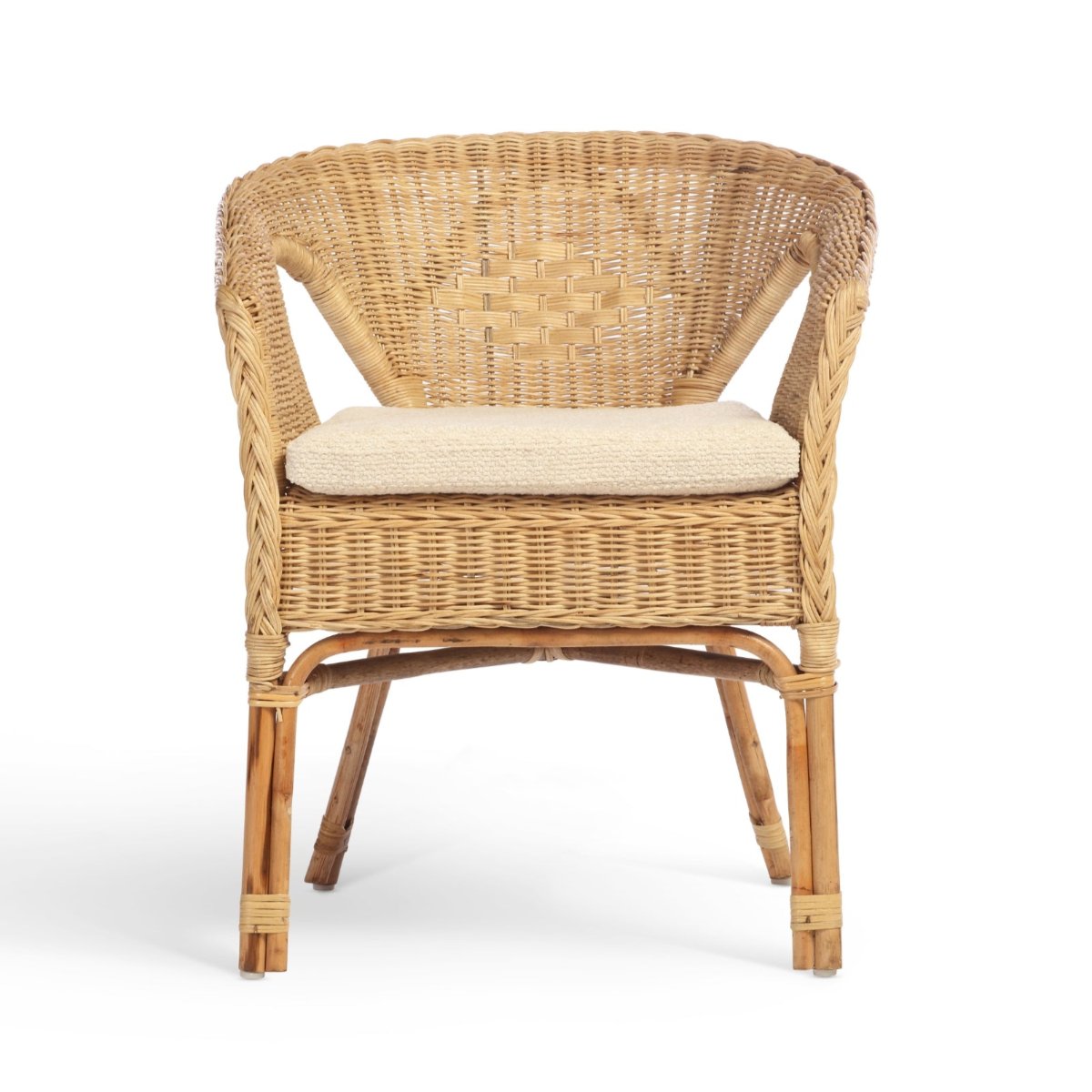 adults wicker loom chair with cushion natural