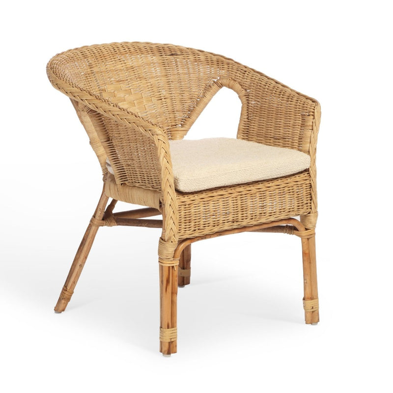 adults wicker loom chair with cushion natural