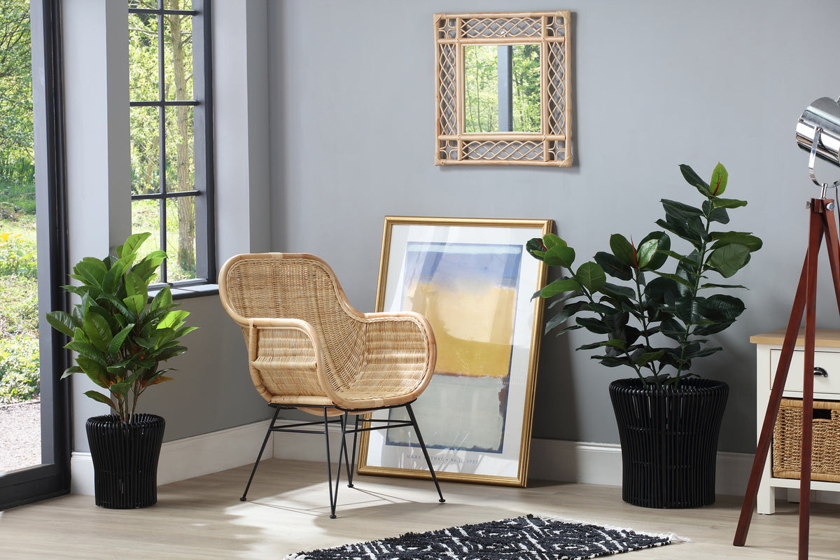 Natural Vintage Square Rattan Mirror