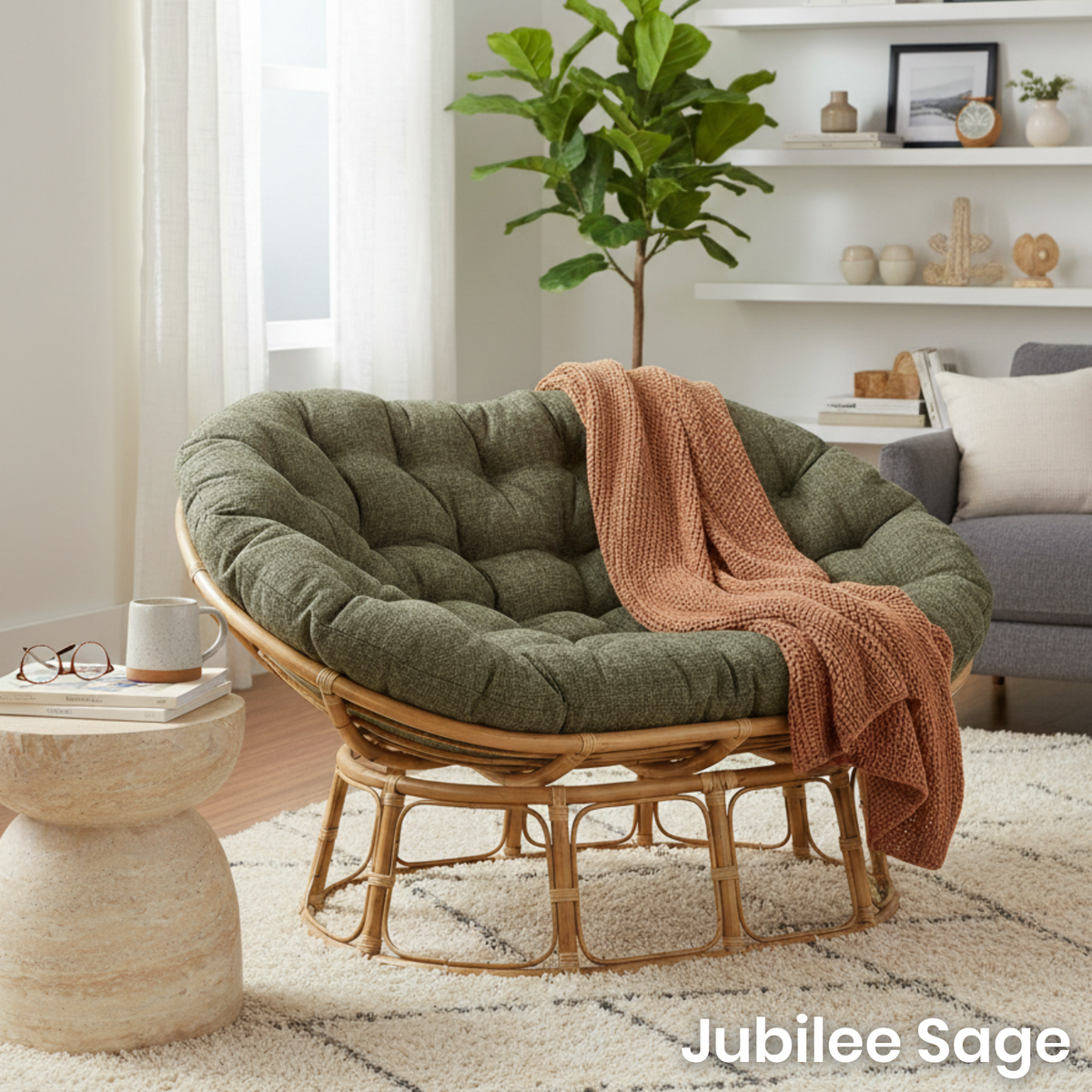 Papasan Natural Sofa with Handmade Cushion