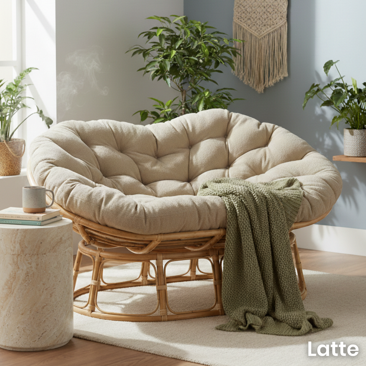 Papasan Natural Sofa with Handmade Cushion