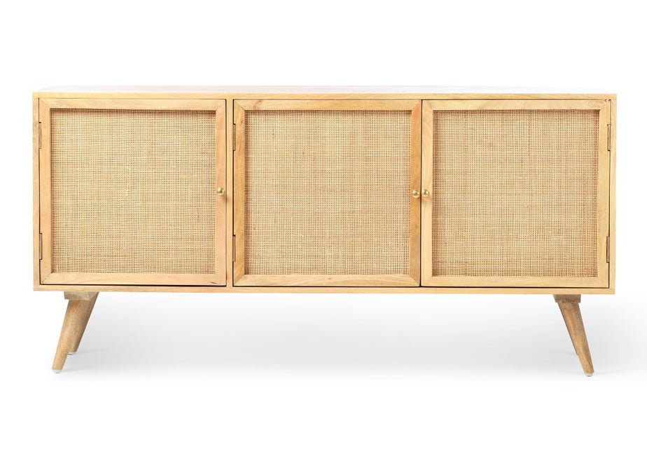 Natural rattan large 3 door sideboard