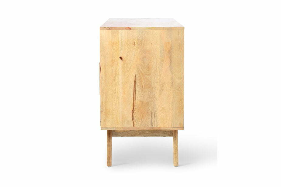 natural 6 draw cabinet side angle