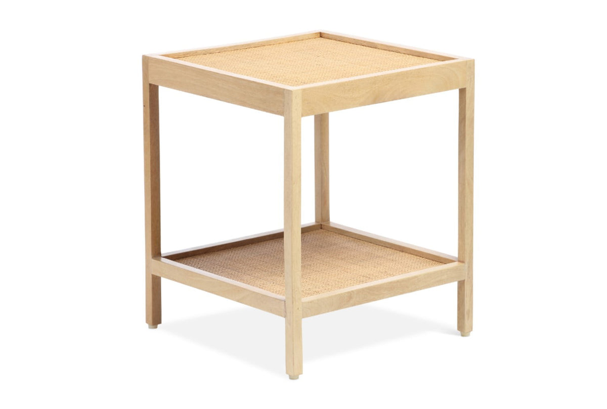 manhattan mango wood and cane webbing side table in natural