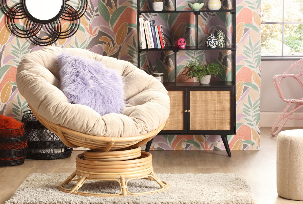 papasan chair with swivel & rocking