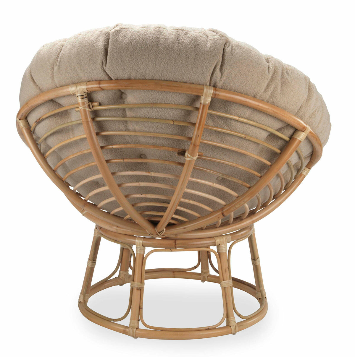 papasan chair natural with boucle latte cushion