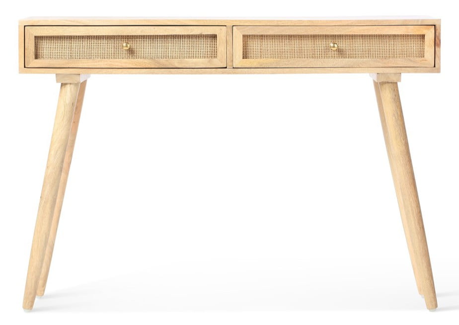 Rattan Mango Wood natural console table for hallways