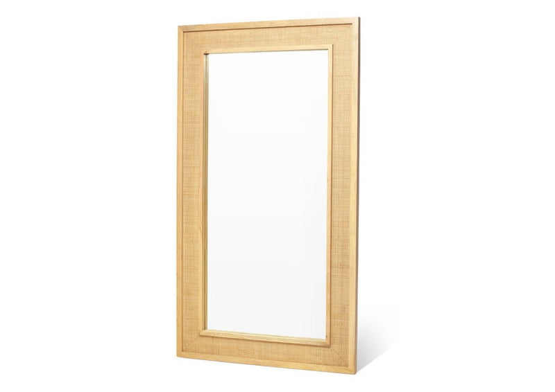 rattan mango wood large natural wall mirror