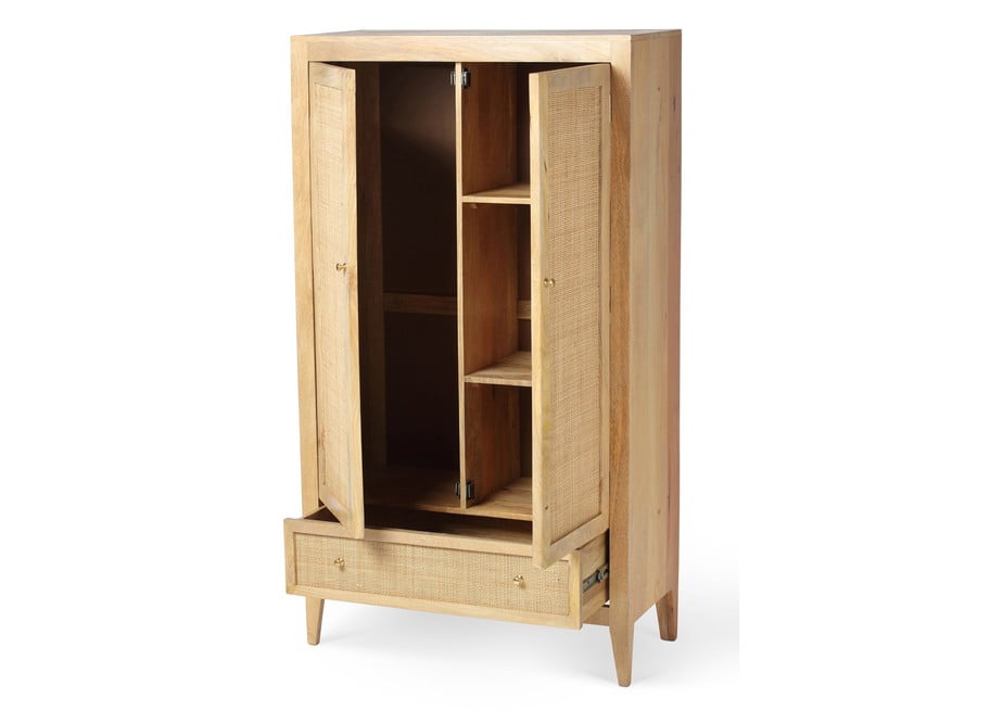 rattan mango wood natural childs wardrobe