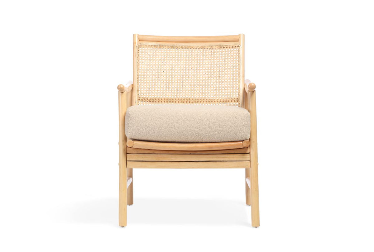 Borneo Natural Wicker Chair with Boucle Latte Cushion