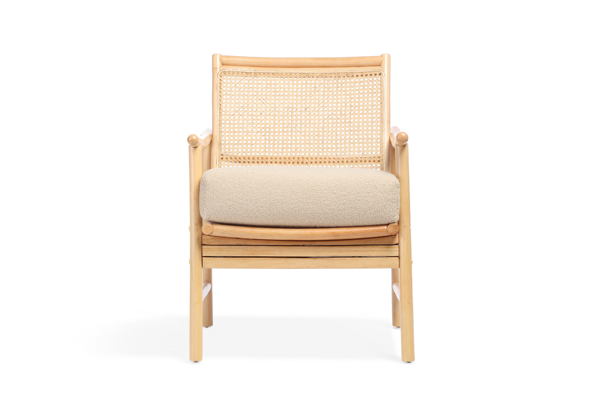 Borneo Rattan Chair with Boucle Cushion