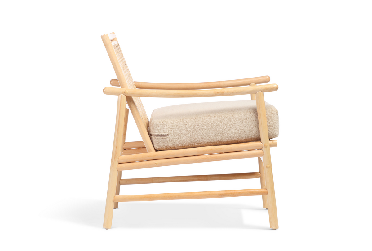 Borneo Rattan Chair with Boucle Cushion