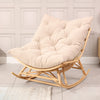 Natural Rattan Papasan Rocking Chair - Square Shape Latte Cushion