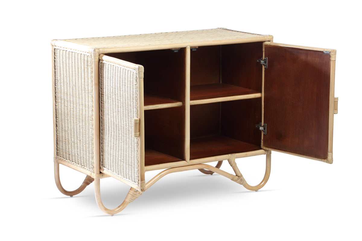 Large Natural Rattan Sideboard Cabinet