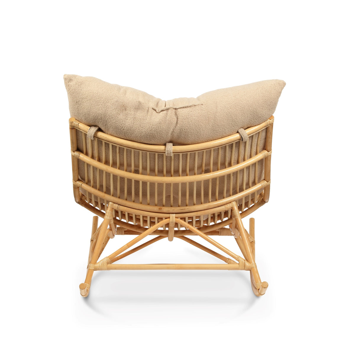 Natural Rattan Papasan Rocking Chair - Square Shape Latte Cushion