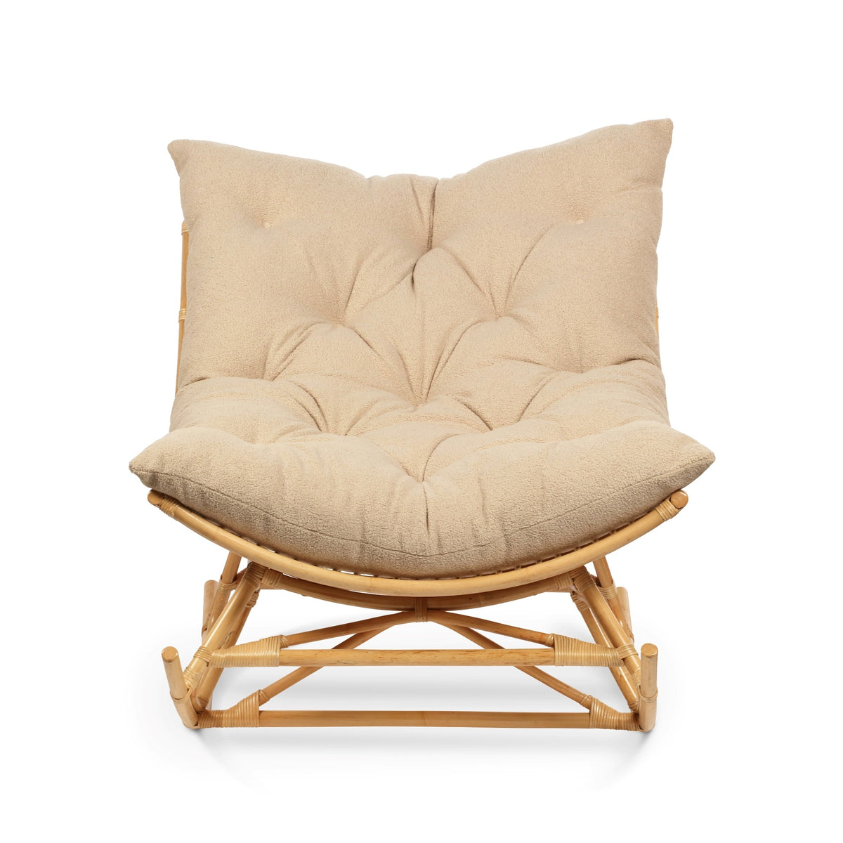 Natural Rattan Papasan Rocking Chair - Square Shape Latte Cushion