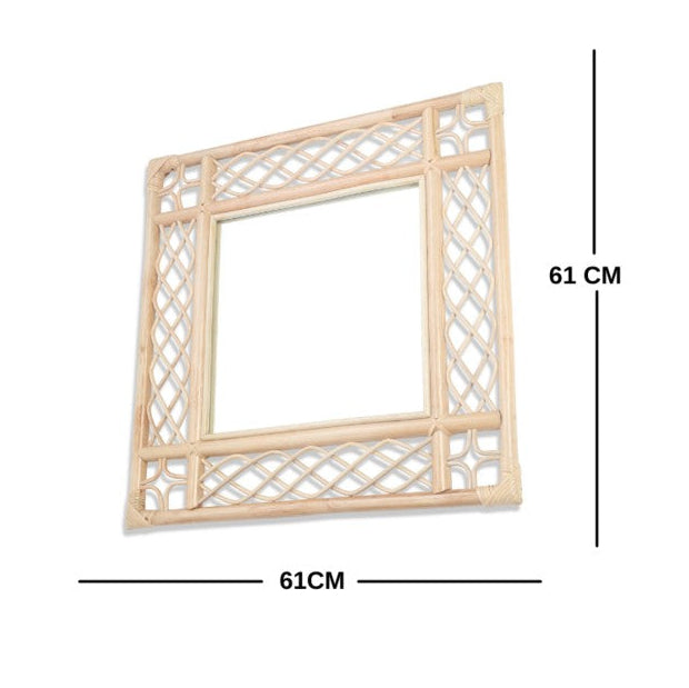 Natural Vintage Square Rattan Mirror