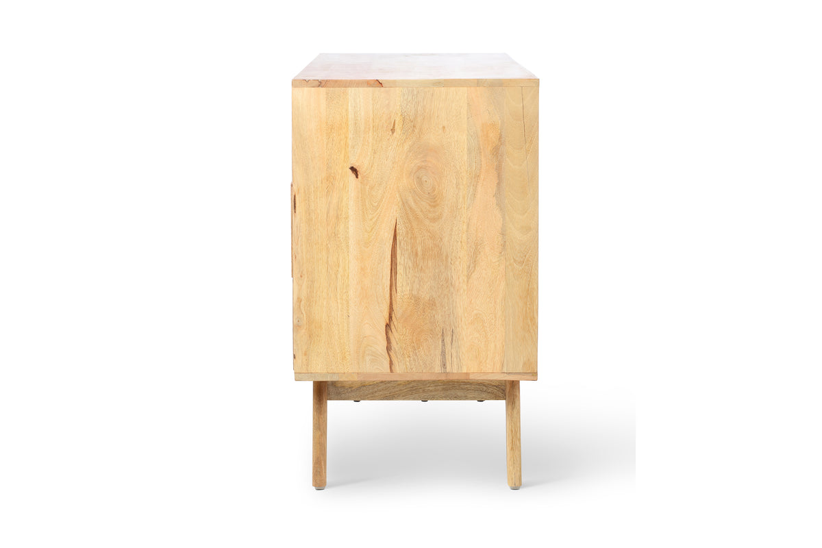 Venice Wide 6 Drawer Chest Unit Rattan & Mango Wood in Natural