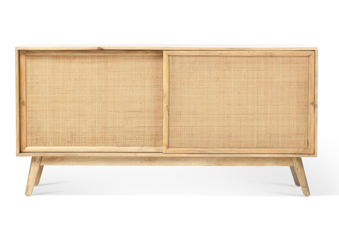 Manhattan Sliding 2 Door Sideboard Rattan Cabinet in Natural