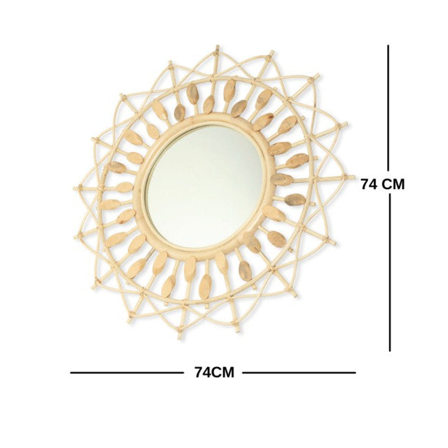 Natural Boho Round Rattan Mirror