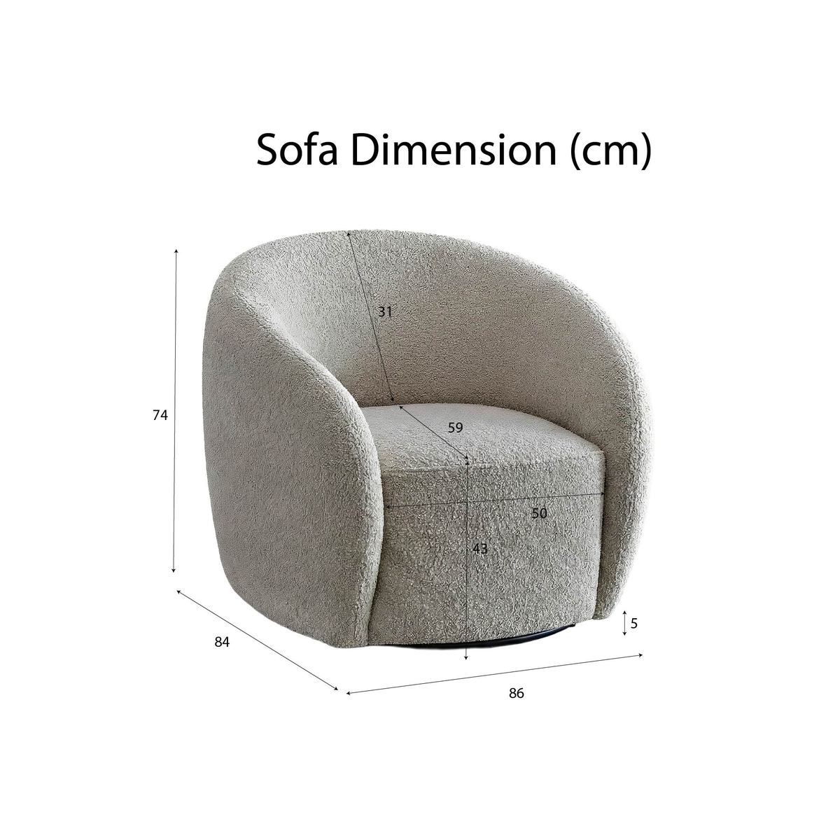 Nerida Boucle Accent Chair - Grey